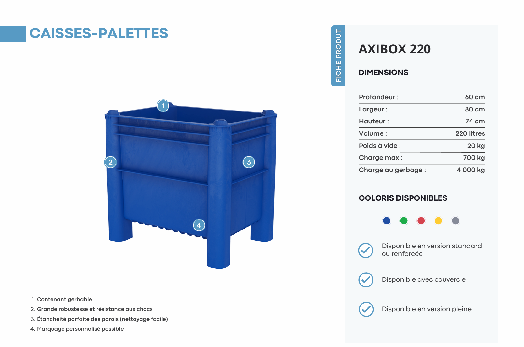 Caisse palette - Axibio - 220 L