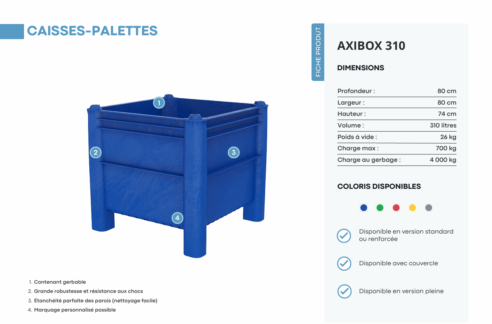 Caisse palette - Axibio - 310 L