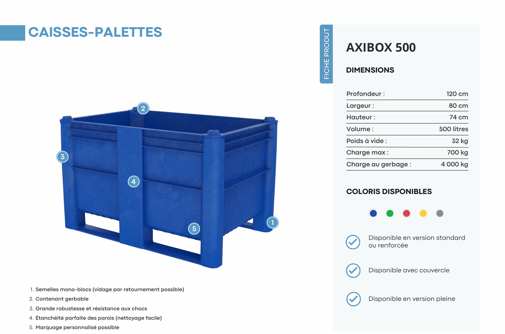 Caisse palette - Axibio - 500 L