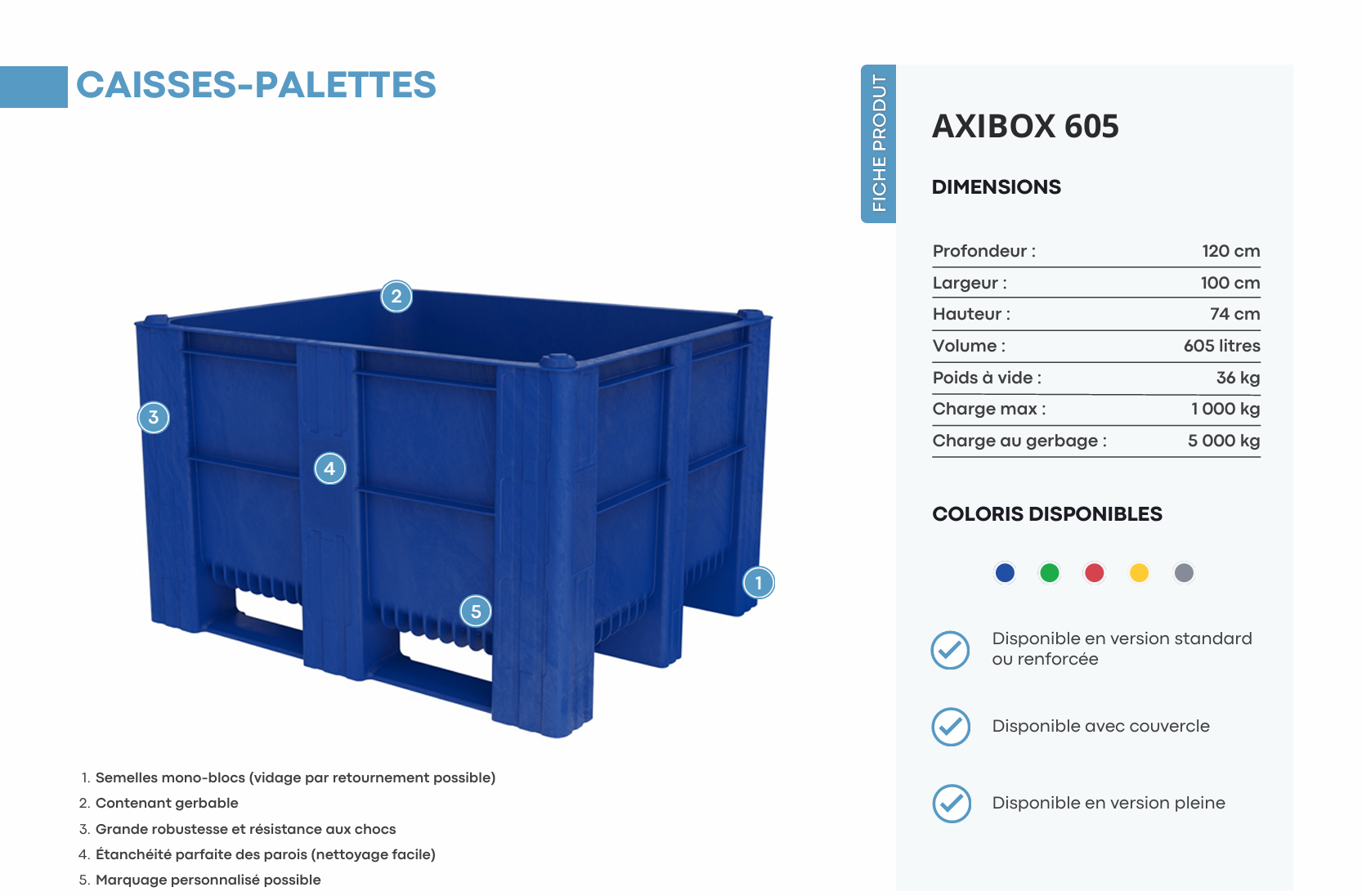 Caisse palette - Axibio - 605 L