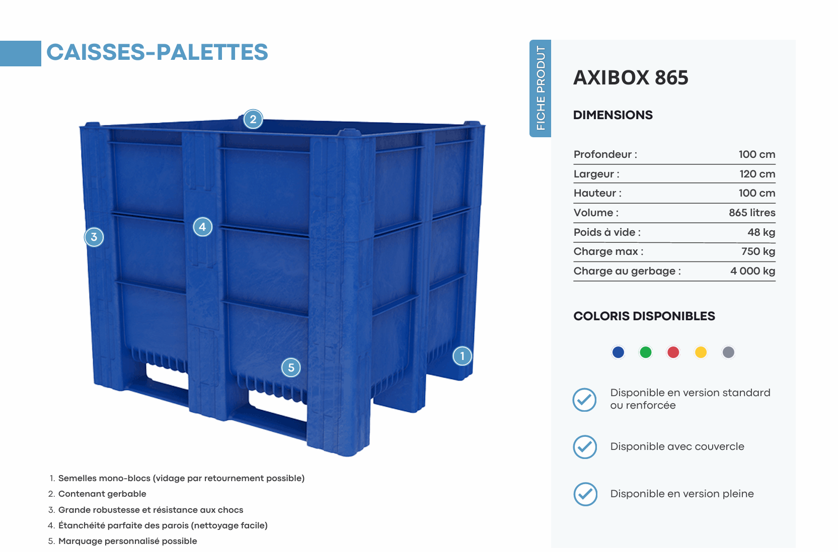 Caisse palette - Axibio - 885 L