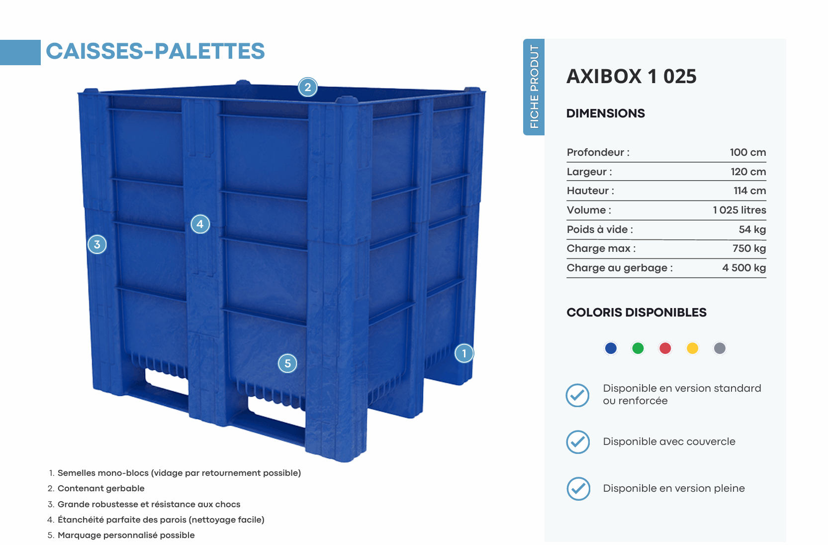 Caisse palette - Axibio - 1025 L