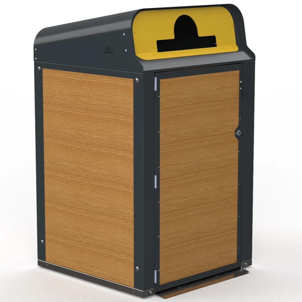Abri-bac Viabox 240 Mono en bois, vue en perspective