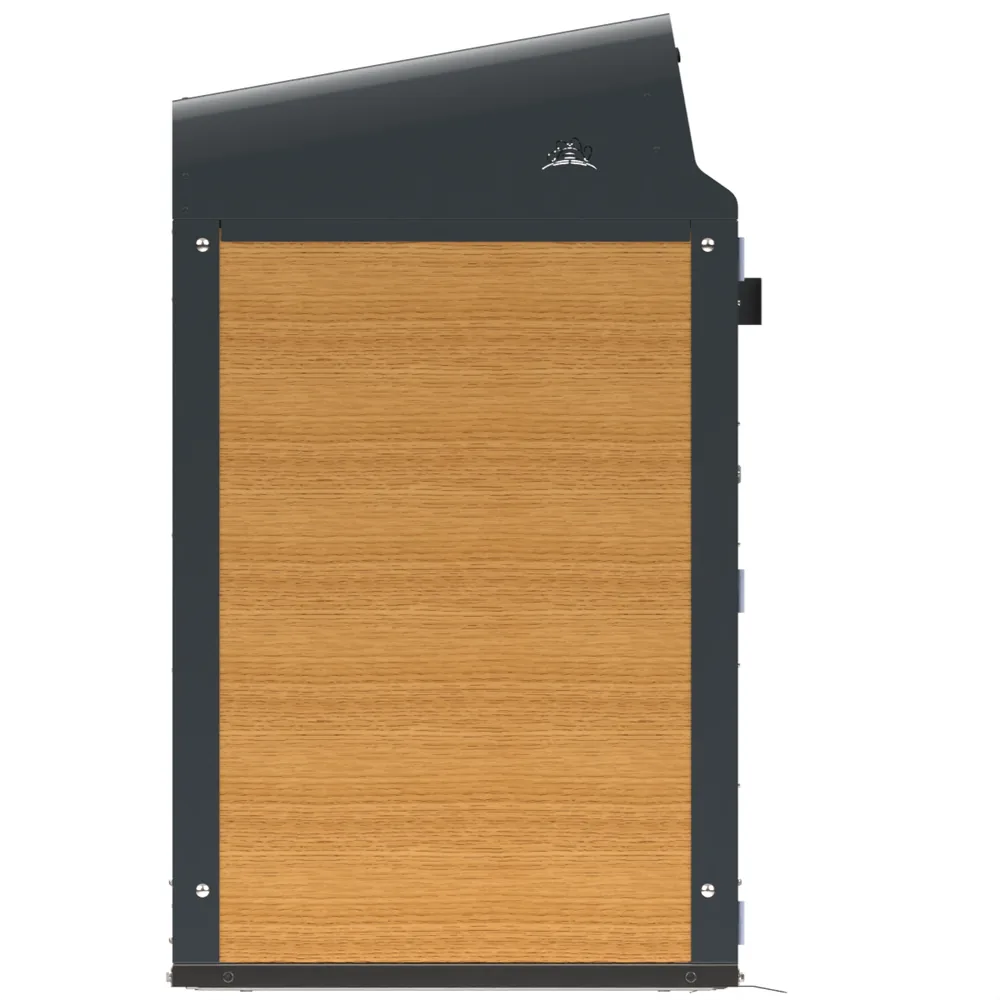 Abri-bac Viabox 240 Bi en bois, vue de face