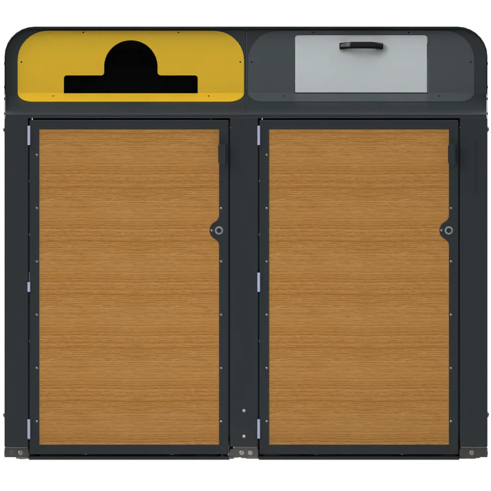 Abri-bac Viabox 240 Bi en bois, vue de côté