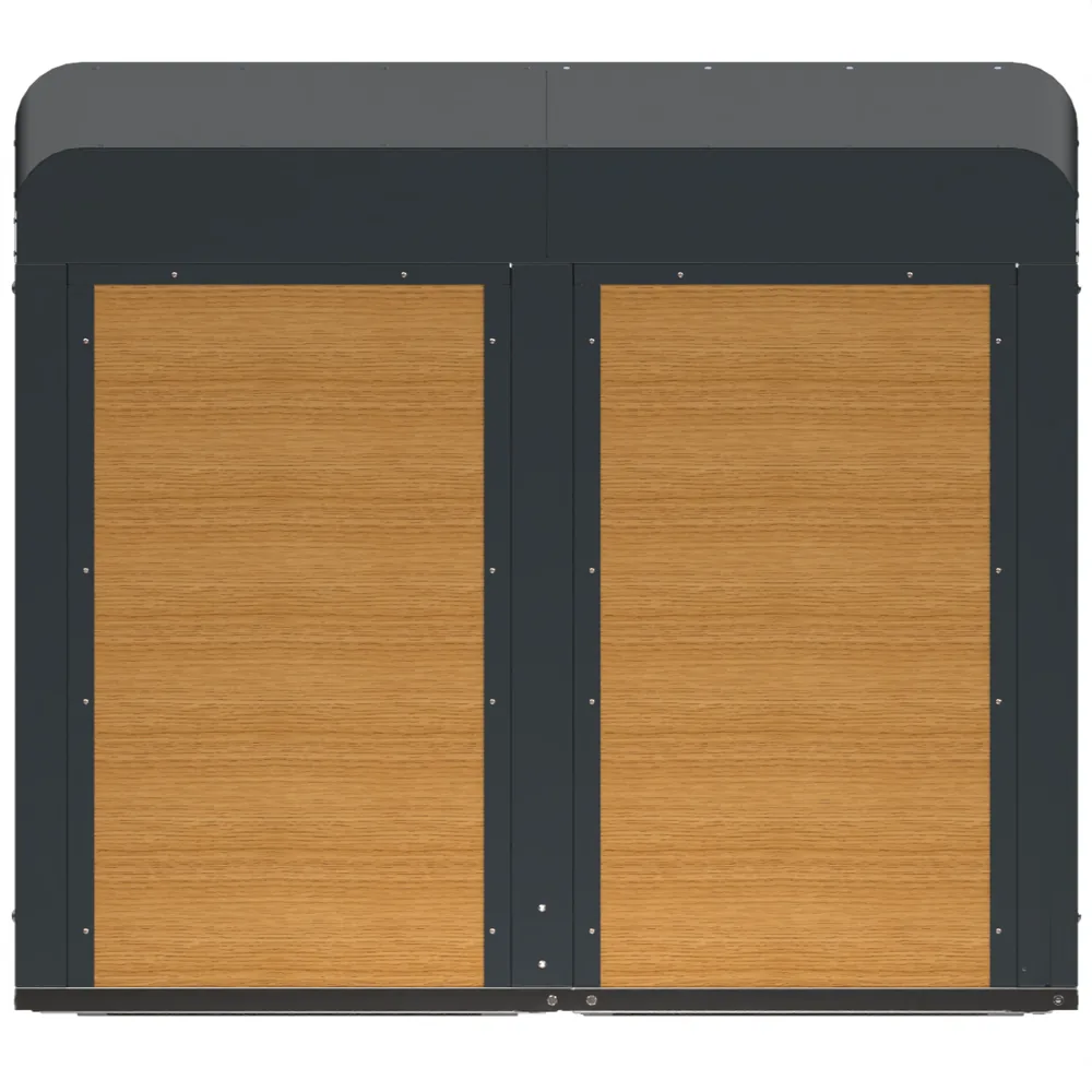 Abri-bac Viabox 240 Bi en bois, vue de dos