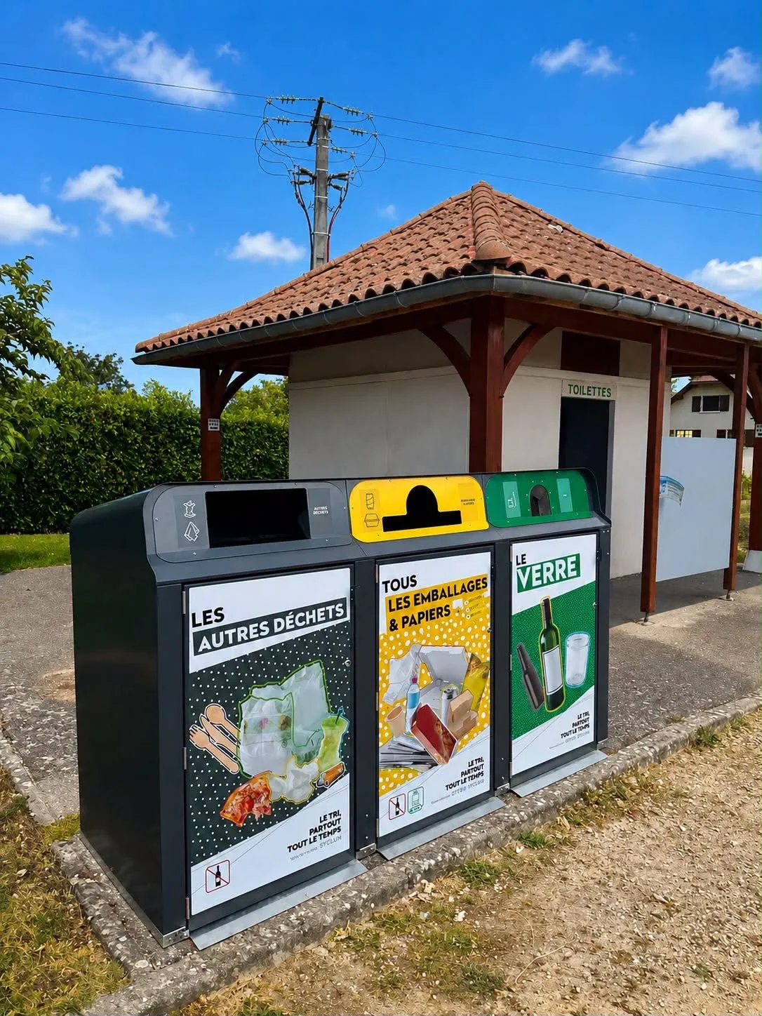 Viabox à trois flux près d'un abri en bois